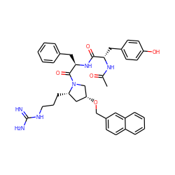 CC(=O)N[C@@H](Cc1ccc(O)cc1)C(=O)N[C@H](Cc1ccccc1)C(=O)N1C[C@H](OCc2ccc3ccccc3c2)C[C@@H]1CCCNC(=N)N ZINC000003989821