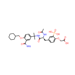 CC(=O)N[C@@H](Cc1ccc(OCC(=O)O)c(P(=O)(O)O)c1)C(=O)NC(C)(C)c1ccc(OCC2CCCCC2)c(C(N)=O)c1 ZINC000026395586