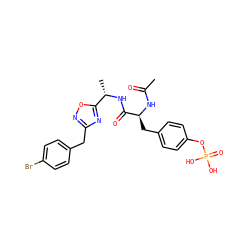 CC(=O)N[C@@H](Cc1ccc(OP(=O)(O)O)cc1)C(=O)N[C@@H](C)c1nc(Cc2ccc(Br)cc2)no1 ZINC000014944800