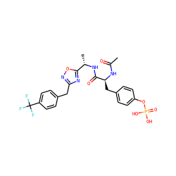 CC(=O)N[C@@H](Cc1ccc(OP(=O)(O)O)cc1)C(=O)N[C@@H](C)c1nc(Cc2ccc(C(F)(F)F)cc2)no1 ZINC000003981533