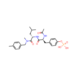 CC(=O)N[C@@H](Cc1ccc(OP(=O)(O)O)cc1)C(=O)N[C@@H](CC(C)C)C(=O)N(C)Cc1ccc(C)cc1 ZINC000013556671