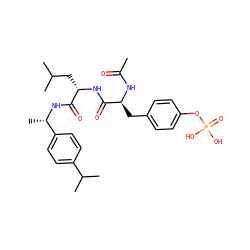 CC(=O)N[C@@H](Cc1ccc(OP(=O)(O)O)cc1)C(=O)N[C@@H](CC(C)C)C(=O)N[C@@H](C)c1ccc(C(C)C)cc1 ZINC000027769069