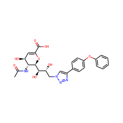 CC(=O)N[C@@H]1[C@@H](O)C=C(C(=O)O)O[C@H]1[C@H](O)[C@H](O)Cn1cc(-c2ccc(Oc3ccccc3)cc2)nn1 ZINC001772607633