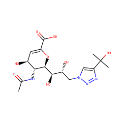 CC(=O)N[C@@H]1[C@@H](O)C=C(C(=O)O)O[C@H]1[C@H](O)[C@H](O)Cn1cc(C(C)(C)O)nn1 ZINC000064549635