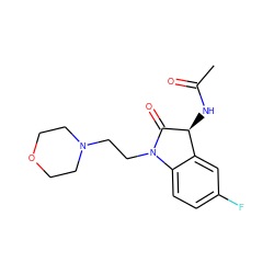 CC(=O)N[C@@H]1C(=O)N(CCN2CCOCC2)c2ccc(F)cc21 ZINC000020573612