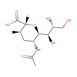 CC(=O)N[C@@H]1C[C@@H](F)[C@](F)(C(=O)O)O[C@H]1[C@H](O)[C@H](O)CO ZINC000068203667