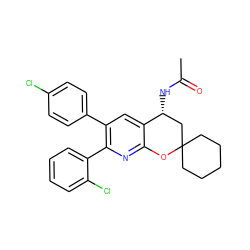 CC(=O)N[C@@H]1CC2(CCCCC2)Oc2nc(-c3ccccc3Cl)c(-c3ccc(Cl)cc3)cc21 ZINC000049112005