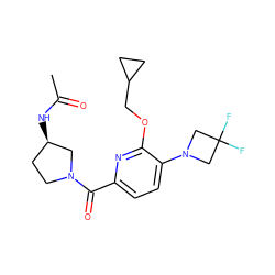 CC(=O)N[C@@H]1CCN(C(=O)c2ccc(N3CC(F)(F)C3)c(OCC3CC3)n2)C1 ZINC000146168857