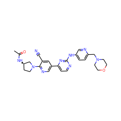 CC(=O)N[C@@H]1CCN(c2ncc(-c3ccnc(Nc4ccc(CN5CCOCC5)nc4)n3)cc2C#N)C1 ZINC000223211877