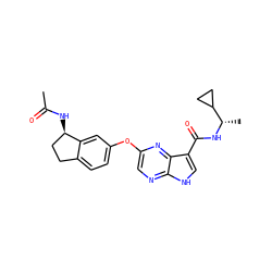 CC(=O)N[C@@H]1CCc2ccc(Oc3cnc4[nH]cc(C(=O)N[C@@H](C)C5CC5)c4n3)cc21 ZINC000095920538