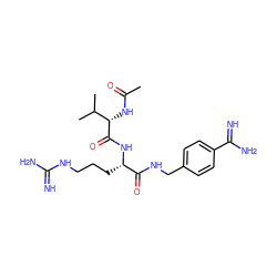 CC(=O)N[C@H](C(=O)N[C@@H](CCCNC(=N)N)C(=O)NCc1ccc(C(=N)N)cc1)C(C)C ZINC000072176565