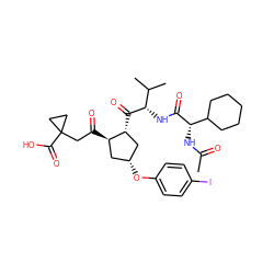 CC(=O)N[C@H](C(=O)N[C@H](C(=O)[C@@H]1C[C@H](Oc2ccc(I)cc2)C[C@H]1C(=O)CC1(C(=O)O)CC1)C(C)C)C1CCCCC1 ZINC000028521161