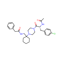 CC(=O)N[C@H](Cc1ccc(Cl)cc1)C(=O)N1CCN(C2(CNC(=O)Cc3ccccc3)CCCCC2)CC1 ZINC000028530113