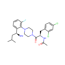 CC(=O)N[C@H](Cc1ccc(Cl)cc1Cl)C(=O)N1CCN(c2c(F)cccc2[C@@H](N)CC(C)C)CC1 ZINC000028825748