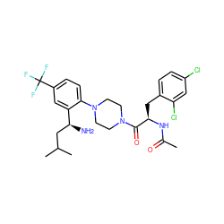 CC(=O)N[C@H](Cc1ccc(Cl)cc1Cl)C(=O)N1CCN(c2ccc(C(F)(F)F)cc2[C@@H](N)CC(C)C)CC1 ZINC000028825736