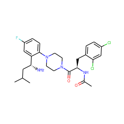 CC(=O)N[C@H](Cc1ccc(Cl)cc1Cl)C(=O)N1CCN(c2ccc(F)cc2[C@H](N)CC(C)C)CC1 ZINC000028825740