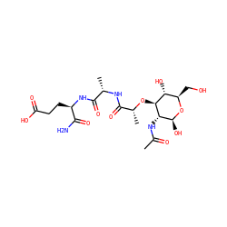 CC(=O)N[C@H]1[C@H](O)O[C@H](CO)[C@@H](O)[C@@H]1O[C@H](C)C(=O)N[C@@H](C)C(=O)N[C@H](CCC(=O)O)C(N)=O ZINC000025982261