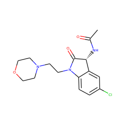 CC(=O)N[C@H]1C(=O)N(CCN2CCOCC2)c2ccc(Cl)cc21 ZINC000020589224