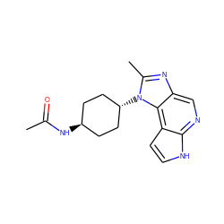 CC(=O)N[C@H]1CC[C@H](n2c(C)nc3cnc4[nH]ccc4c32)CC1 ZINC000254134105