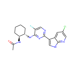 CC(=O)N[C@H]1CCCC[C@@H]1Nc1nc(-c2c[nH]c3ncc(Cl)cc23)ncc1F ZINC000165687518