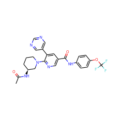 CC(=O)N[C@H]1CCCN(c2ncc(C(=O)Nc3ccc(OC(F)(F)F)cc3)cc2-c2cncnc2)C1 ZINC001772648060