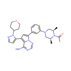 CC(=O)N1[C@@H](C)CN(c2cccc(-c3cc(-c4ccnn4C4CCOCC4)c4c(N)ncnn34)c2)C[C@H]1C ZINC001772635709