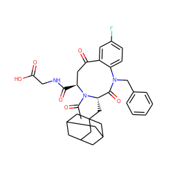 CC(=O)N1[C@@H](CC23CC4CC(CC(C4)C2)C3)C(=O)N(Cc2ccccc2)c2ccc(F)cc2C(=O)C[C@@H]1C(=O)NCC(=O)O ZINC000027109894