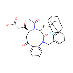 CC(=O)N1[C@H](C(=O)CC(=O)O)CC(=O)c2ccccc2N(Cc2ccccc2F)C(=O)[C@H]1CC12CC3CC(CC(C3)C1)C2 ZINC000027108210