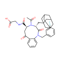 CC(=O)N1[C@H](C(=O)NCC(=O)O)CC(=O)c2ccccc2N(Cc2cccc(F)c2)C(=O)[C@H]1CC12CC3CC(CC(C3)C1)C2 ZINC000027102248