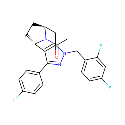 CC(=O)N1[C@H]2CC[C@H]1c1c(-c3ccc(F)cc3)nn(Cc3ccc(F)cc3F)c1C2 ZINC000204897823