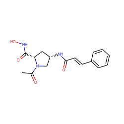 CC(=O)N1C[C@@H](NC(=O)/C=C/c2ccccc2)C[C@H]1C(=O)NO ZINC000040899952