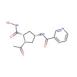 CC(=O)N1C[C@@H](NC(=O)c2cccnc2)C[C@H]1C(=O)NO ZINC000040408687