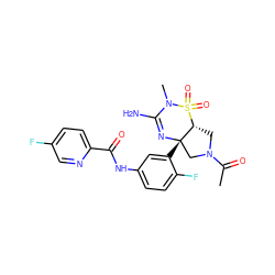 CC(=O)N1C[C@@H]2[C@](c3cc(NC(=O)c4ccc(F)cn4)ccc3F)(C1)N=C(N)N(C)S2(=O)=O ZINC000205391330