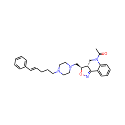 CC(=O)N1C[C@@H]2C(=NO[C@H]2CN2CCN(CCC/C=C/c3ccccc3)CC2)c2ccccc21 ZINC000028116712