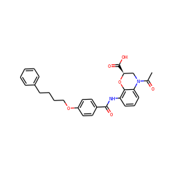 CC(=O)N1C[C@H](C(=O)O)Oc2c(NC(=O)c3ccc(OCCCCc4ccccc4)cc3)cccc21 ZINC000299833758