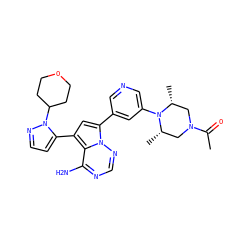 CC(=O)N1C[C@H](C)N(c2cncc(-c3cc(-c4ccnn4C4CCOCC4)c4c(N)ncnn34)c2)[C@H](C)C1 ZINC001772612027