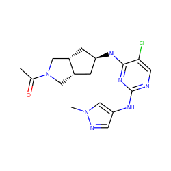 CC(=O)N1C[C@H]2C[C@H](Nc3nc(Nc4cnn(C)c4)ncc3Cl)C[C@H]2C1 ZINC001772643621