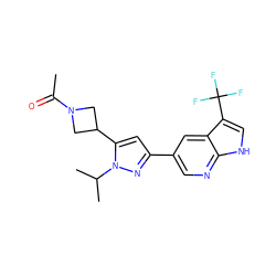 CC(=O)N1CC(c2cc(-c3cnc4[nH]cc(C(F)(F)F)c4c3)nn2C(C)C)C1 ZINC000146457384