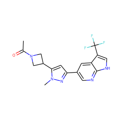 CC(=O)N1CC(c2cc(-c3cnc4[nH]cc(C(F)(F)F)c4c3)nn2C)C1 ZINC000146475501