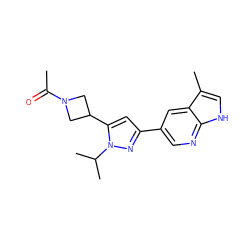 CC(=O)N1CC(c2cc(-c3cnc4[nH]cc(C)c4c3)nn2C(C)C)C1 ZINC000146484041