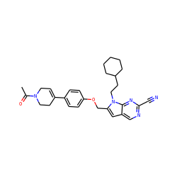 CC(=O)N1CC=C(c2ccc(OCc3cc4cnc(C#N)nc4n3CCC3CCCCC3)cc2)CC1 ZINC000040413792