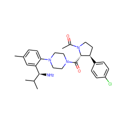 CC(=O)N1CC[C@@H](c2ccc(Cl)cc2)[C@@H]1C(=O)N1CCN(c2ccc(C)cc2[C@@H](N)C(C)C)CC1 ZINC000029041159