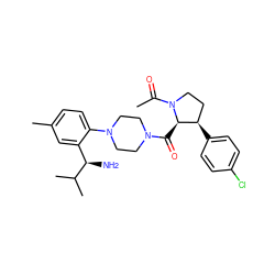 CC(=O)N1CC[C@@H](c2ccc(Cl)cc2)[C@H]1C(=O)N1CCN(c2ccc(C)cc2[C@@H](N)C(C)C)CC1 ZINC000029041036