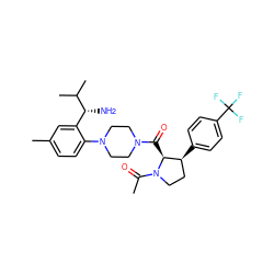 CC(=O)N1CC[C@H](c2ccc(C(F)(F)F)cc2)[C@@H]1C(=O)N1CCN(c2ccc(C)cc2[C@@H](N)C(C)C)CC1 ZINC000029041126