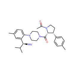 CC(=O)N1CC[C@H](c2ccc(C)cc2)[C@@H]1C(=O)N1CCN(c2ccc(C)cc2[C@@H](N)C(C)C)CC1 ZINC000029041118