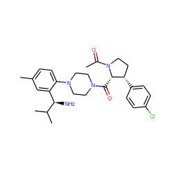 CC(=O)N1CC[C@H](c2ccc(Cl)cc2)[C@@H]1C(=O)N1CCN(c2ccc(C)cc2[C@@H](N)C(C)C)CC1 ZINC000029041034