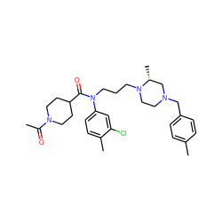 CC(=O)N1CCC(C(=O)N(CCCN2CCN(Cc3ccc(C)cc3)C[C@H]2C)c2ccc(C)c(Cl)c2)CC1 ZINC000299855113