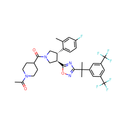 CC(=O)N1CCC(C(=O)N2C[C@H](c3ccc(F)cc3C)[C@@H](c3nc(C(C)(C)c4cc(C(F)(F)F)cc(C(F)(F)F)c4)no3)C2)CC1 ZINC000028824705