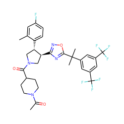 CC(=O)N1CCC(C(=O)N2C[C@H](c3ccc(F)cc3C)[C@@H](c3noc(C(C)(C)c4cc(C(F)(F)F)cc(C(F)(F)F)c4)n3)C2)CC1 ZINC000028824708