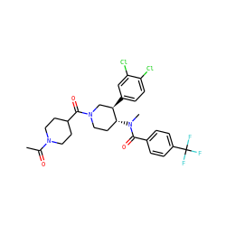 CC(=O)N1CCC(C(=O)N2CC[C@@H](N(C)C(=O)c3ccc(C(F)(F)F)cc3)[C@H](c3ccc(Cl)c(Cl)c3)C2)CC1 ZINC000096167364